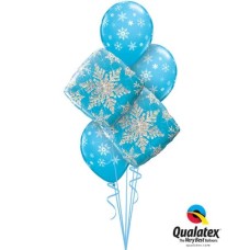 Bouquet 461 Snowflakes Sparkles Blue Qualatex #40089-2 33531-3